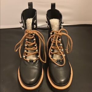 Marc Fisher LTD Izzie Shearling-Lined Leather Work Boots. Size 7, new!